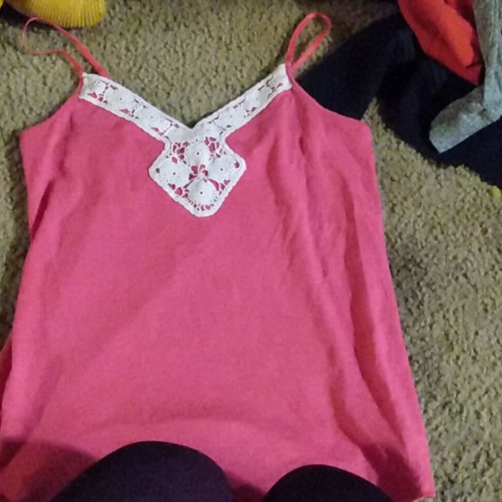 A hot pink tank top